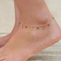 Shangjie OEM Simple and delicate small leaf tassel anklet  foot jewelry gold bulk anklets